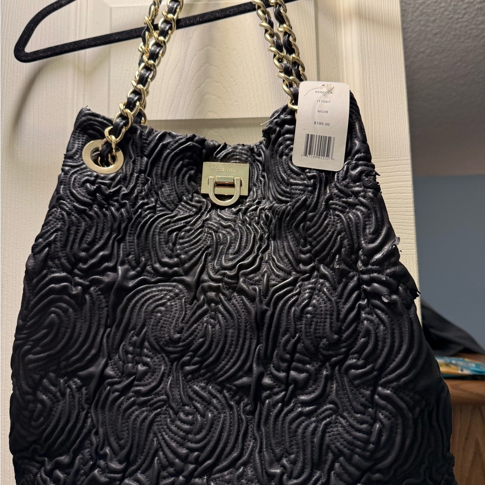 Ivanka Trump Black Textured Shoulder Bag “Rebecca”